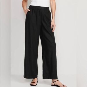 NWT! Black High-Waisted Linen-Blend Wide-Leg -Multiple💛